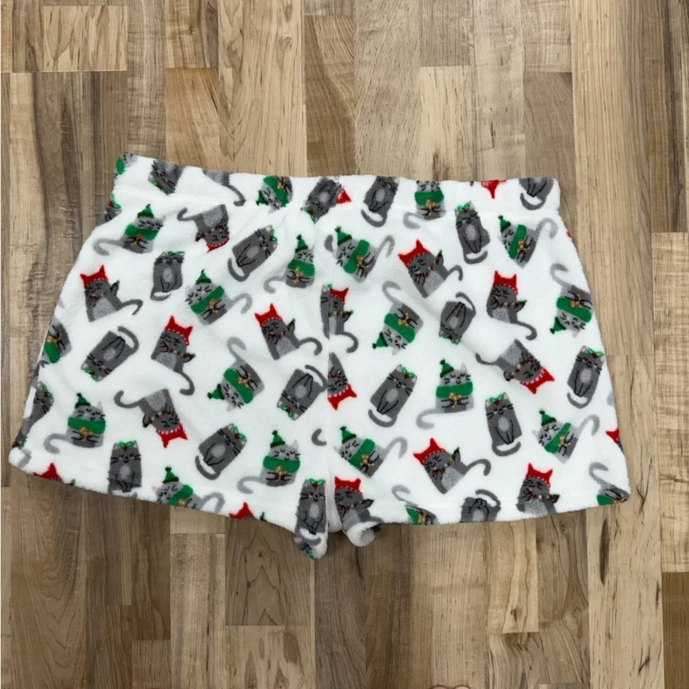 Pillow Talk Christmas Cat Print Pajama Shorts XL Intimates Sleepwear Fat Cats